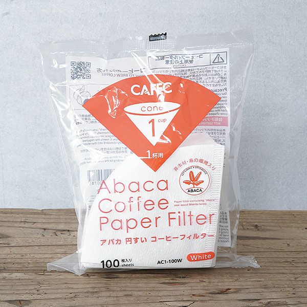 CAFEC アバカ ペーパーフィルター〈1杯用〉 円すい ホワイト（100枚入